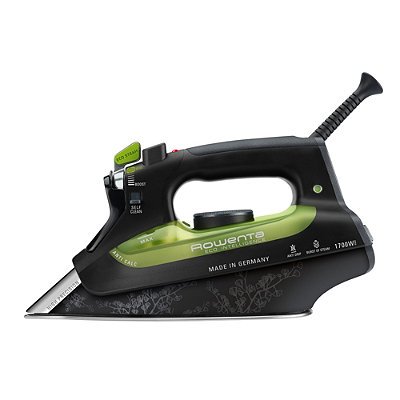 Rowenta DW6080 Eco-Intelligence 1700-Watt Energy Saving Steam Iron Stainless Steel Soleplate with Auto-Off, 400-Hole, Black