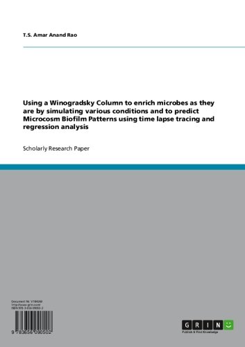 Using a Winogradsky Column to enrich microbes as they are by simulating various conditions and to predict Microcosm Biofilm Patterns using time lapse tracing and regression analysis