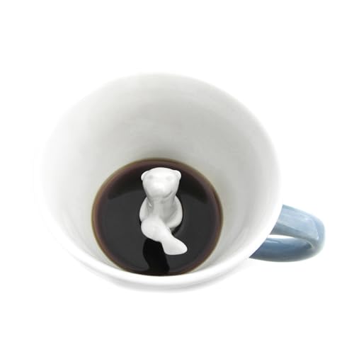 Creature Cups Sea Otter Ceramic Cup (11 Ounce, Wedgewood Blue)| Hidden Animal Inside | Holiday and Birthday Gift for Coffee & Tea Lovers