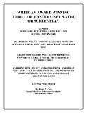 Write an Award Winning Thriller, Mystery, Spy Novel or Screenplay