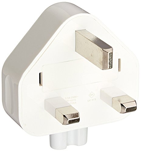 Book Cover UK Adapter for Apple Macbook, iBook, ipod, ipad, Airport, iphone wall charger plug adapter for United Kingdom (UK Outlets). UK Travel Adapter Plug for MAC. 220V AC Adapter Electric outlet adapter with two-pins (twin pin).