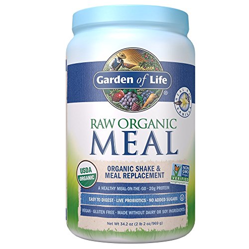 Book Cover Garden of Life Meal Replacement Vanilla Powder, 28 Servings, Organic Raw Plant Based Protein Powder, Vegan, Gluten-Free