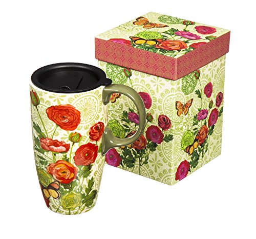 Cypress Home Botanica Ceramic Coffee Travel Cup With Gift Box 17 oz