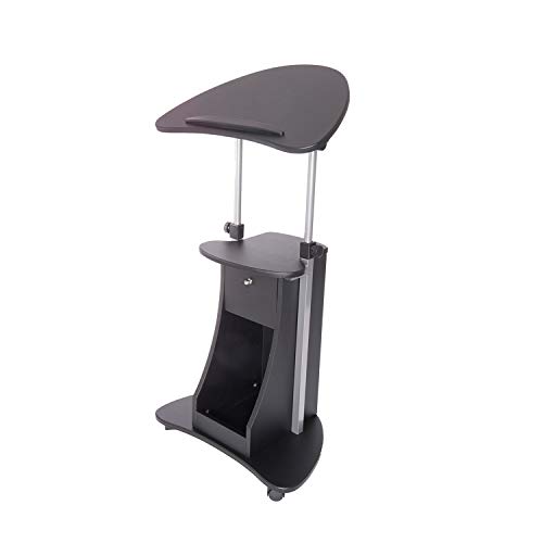 Techni Mobili Sit-to-Stand Mobile Medical Laptop Computer Cart, Black, Adjustable Height