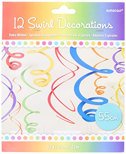 amscan Swirl (12ct) Party Decorations, 22", Multicolor