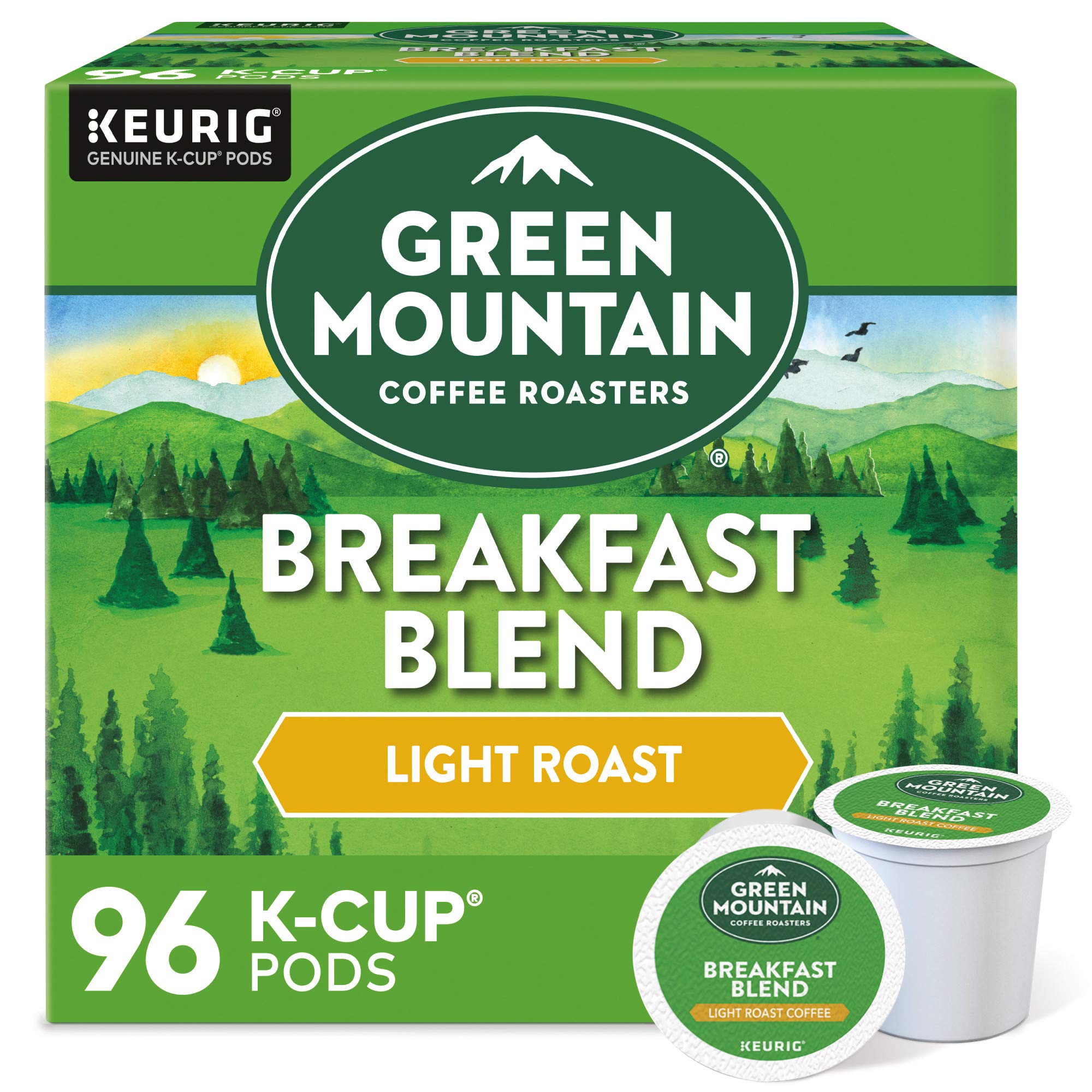 Book Cover Green Mountain Coffee Roasters Breakfast Blend Single-Serve Keurig K-Cup Pods, Light Roast Coffee, 24 Count (Pack of 4)