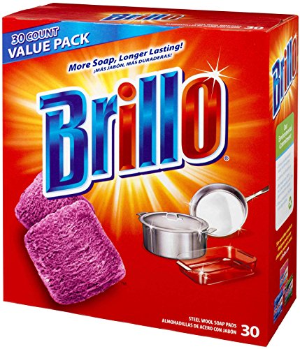 Brillo Steel Wool Soap Pads 794628302188 Original Scent (Red), 30-Count Jumbo Pack