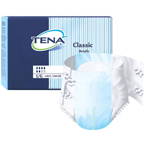 Adult Incontinent Brief TENA Classic Tab Closure Large Disposable Heavy Absorbency Total of 100 Diapers(4-Pack)
