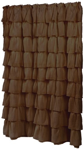Carnation Home Fashions Carmen Crushed Voile Ruffled Tier Shower Curtain, 70-Inch by 72-Inch, Brown