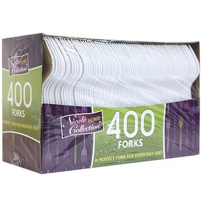 Nicole Home Collection Disposable Plastic White | Pack of 400 Forks, 400 Count