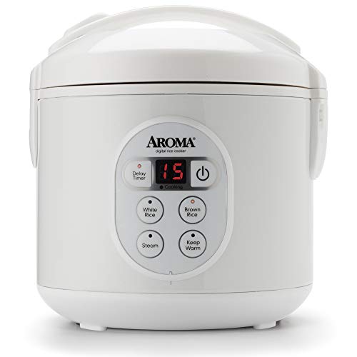 Book Cover Aroma Housewares 8-Cup (Cooked) (4-Cup UNCOOKED) Digital Rice Cooker and Food Steamer (ARC-914D),White