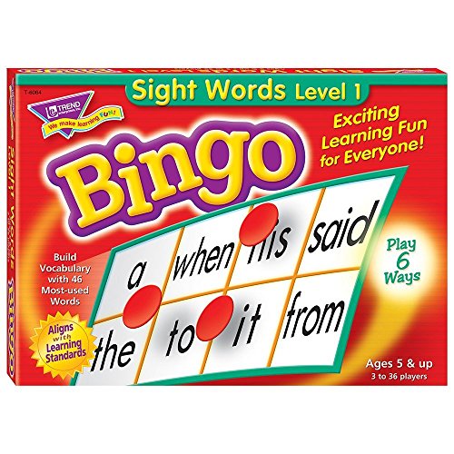 Book Cover TREND ENTERPRISES: Sight Words Level 1 Bingo Game, Exciting Way for Everyone to Learn, Play 6 Different Ways, Great for Classrooms and At Home, 2 to 36 Players, For Ages 5 and Up