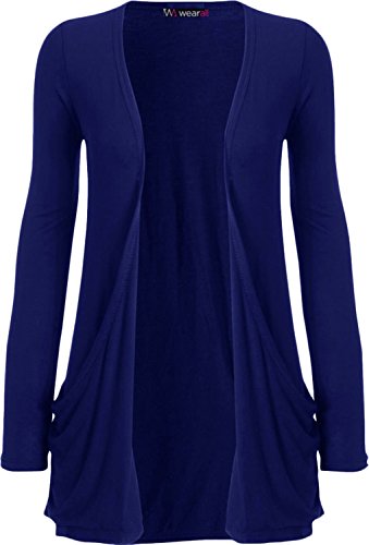 WearAll Women's Long Sleeve Pocket Cardigan - Electric Blue - US 16-18 (UK 20-22)