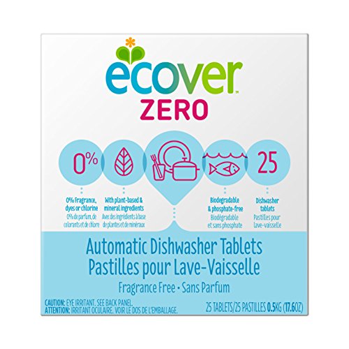 Book Cover Ecover Automatic Dishwashing Tablets Zero, 25 Count, 17.6 Ounce