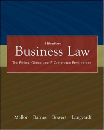 By Jane Mallor, A. James Barnes, L. Thomas Bowers, Arlen Langvardt: Business Law with OLC card and You Be The Judge DVD (v. 1-2) Thirteenth (13th) Edition (With CD)