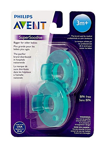Book Cover Philips Avent Super Soothie Pacifier, Green, 3+ months, 2 Pack, SCF192/05