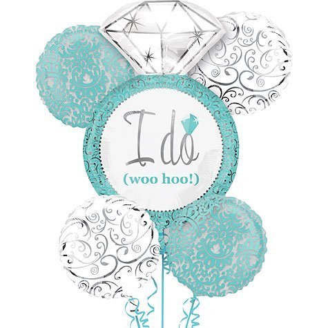 Robin's Egg Blue I DO Wedding Ring 5 Balloon Bouquet Kit - Bridal Shower