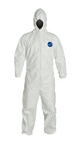 Dupont Tyvek Combinaison jetable avec capuche, élastique Manchette, Blanc (lot de 6), XL, blanc, 6