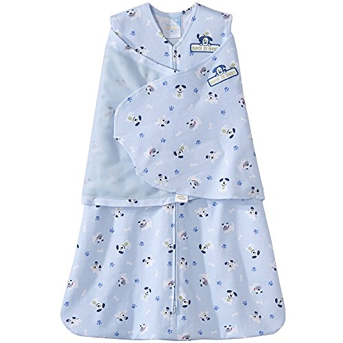 Book Cover HALO 100% Cotton Sleepsack Swaddle, 3-Way Adjustable Wearable Blanket, TOG 1.5, Blue Pup Pals, Small, 3-6 Months