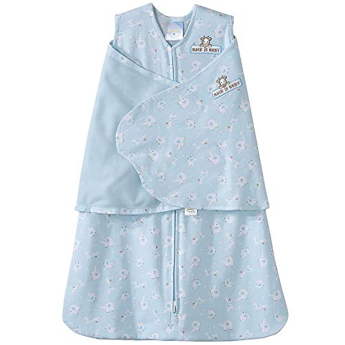 Halo 100% Cotton Sleepsack Swaddle Wearable Blanket, Turquoise Animal Friends, Small