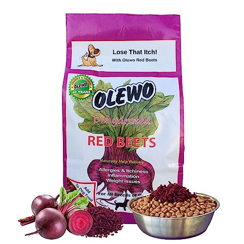 Olewo Red Beets for Dogs - Dog Food Topper for Itchy Skin & Allergy Relief, Improve Your Petâ€™s Health with Natural Anti Itch Without Medication, Dog Probiotics, Nutrients from Dehydrated Whole Food