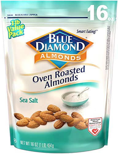 Book Cover Blue Diamond Almonds Oven Roasted Snack Nuts, Sea Salt, 16 Oz Resealable Bag (Pack of 1)