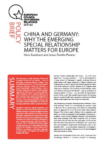 China and Germany: Why the emerging special relationship matters for Europe (ECFR policy brief Book 55)