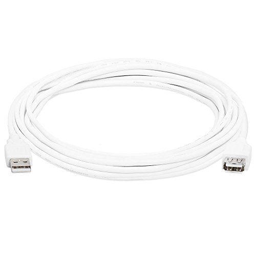 Cmple - High Speed USB to USB Extension Cable - Flexible Extender Cord - A Male to A Female Adapter Cable - USB 2.0 Extension Cable - 15 Feet White