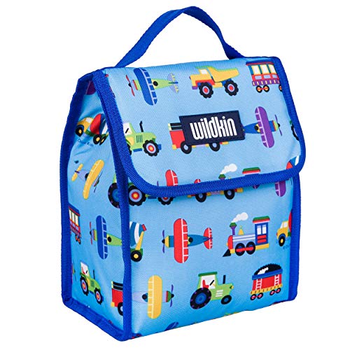 Book Cover Wildkin Kids Insulated Lunch Bag for Boys and Girls,Lunch Bags Ideal Size for Packing Hot or Cold Snacks for School and Travel, Mom's Choice Award Winner,BPA-Free,Olive Kids(Trains, Planes and Trucks)