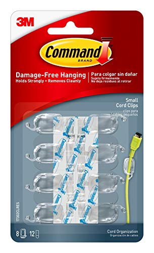 Book Cover Command Cord Clips, Small, Clear, 8-Clips (17302CLRES), Organize Damage-Free