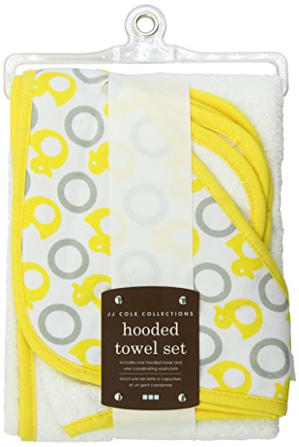 JJ Cole Hooded Towel Set, Yellow Ducks (Pack of 2)