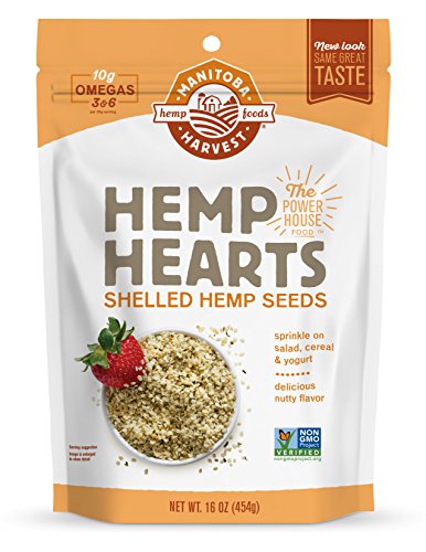 Book Cover Manitoba Harvest Hemp Hearts Raw Shelled Hemp Seeds, 1lb; with 10g protein& Omegas per Serving, Non-GMO, Gluten Free - Packaging May Vary
