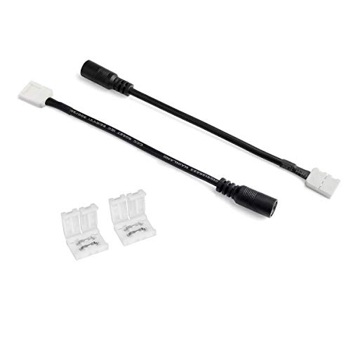 LE 2 Pin Connector Kit, 8mm DC Adapter Cable, Power Connectors for Single Color LED Strip Light, Pack of 2