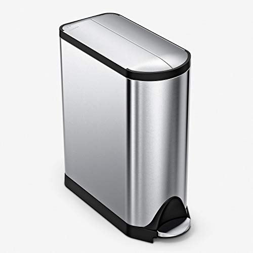 Book Cover simplehuman 45 Liter / 11.9 Gallon Butterfly Lid Kitchen Step Trash Can, Brushed Stainless Steel