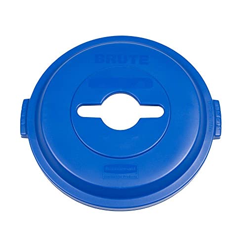 Book Cover Rubbermaid Commercial Brute Plastic Single Stream Recycling Top, for 32 Gallon Container, 22.9-Inch Length X 9-51/64-Inch Width X 23-19/64-Inch Height, Blue (1788380)