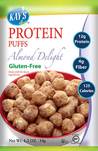 Kay's Naturals Protein Puffs, Almond Delight, Gluten-Free, Low Fat, Diabetes Friendly All Natural Flavorings, 1.2 Ounce (Pack of 6)