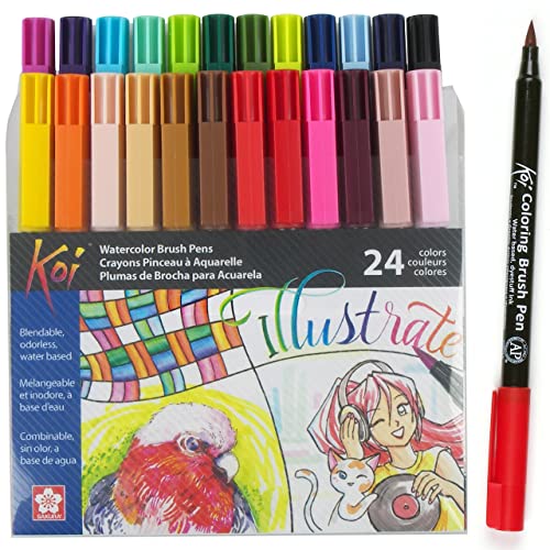 Book Cover Sakura XBR-24SA 24-Piece Koi Assorted Coloring Brush Pen Set