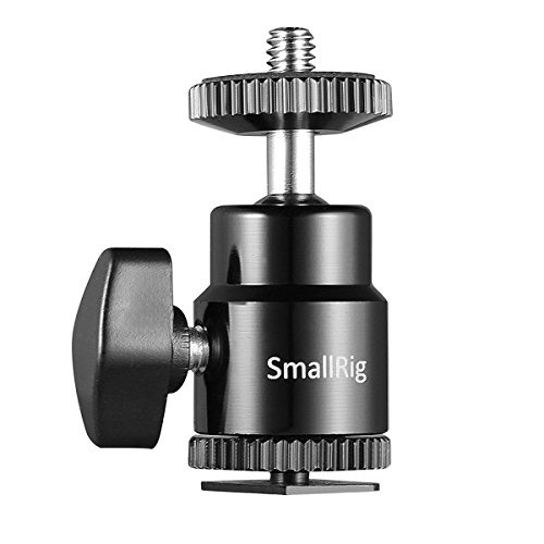 SMALLRIG Mini Ball Head 360°Swivel, Ballhead Mount with Maximum Load 3kg/6.6lbs with Removable 1/4" Hot Shoe Adapter for DSLR Monopod Light Stand - 761