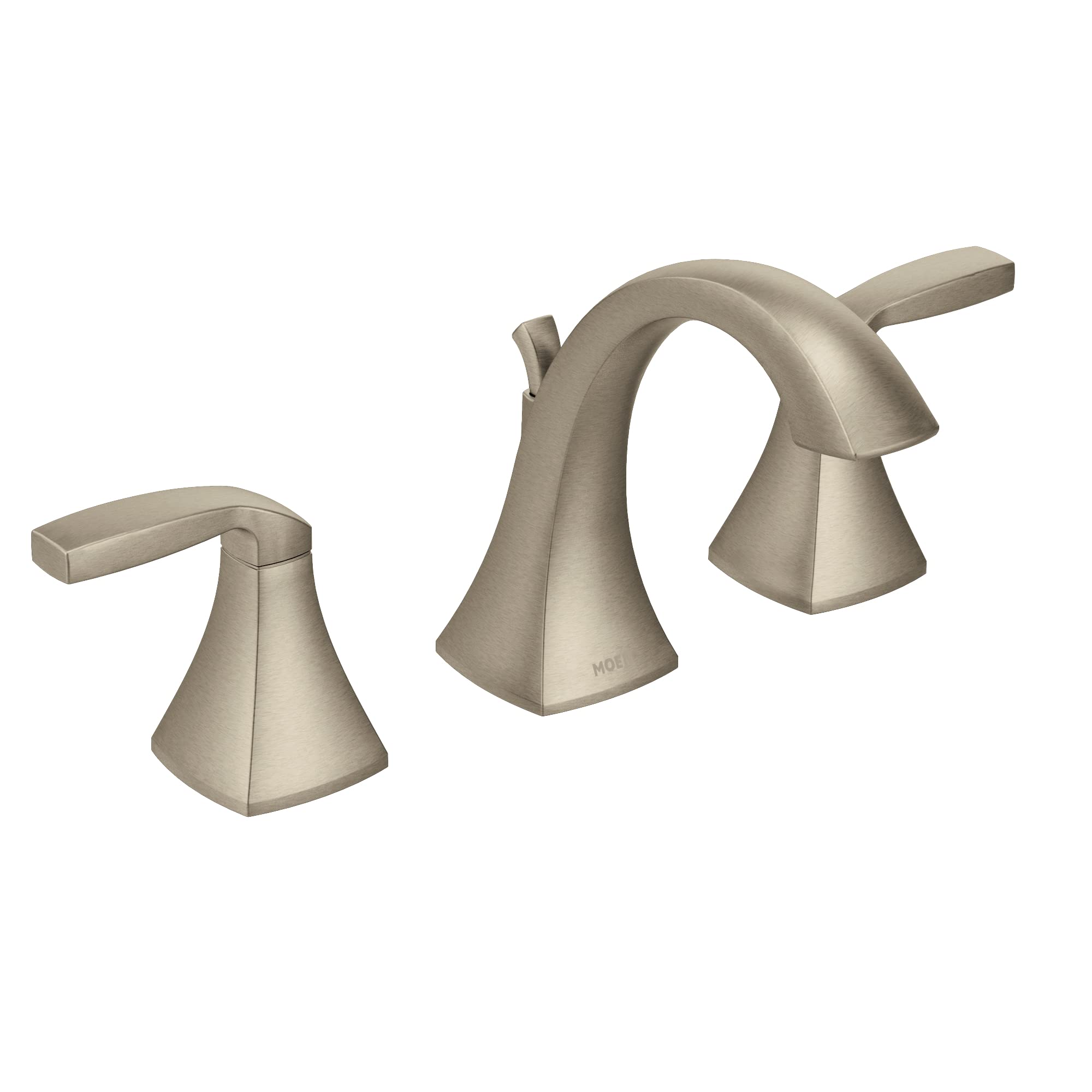 Moen Voss Brushed Nickel Two-Handle Widespread Bathroom Faucet Trim Kit, Transitional Style Bathroom Sink Faucet 3-Hole Application (Valve Required), T6905BN