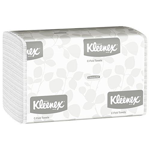 Book Cover Kleenex C Fold Paper Towels (01500), Absorbent, White, 16 Packs/Case, 150 C-Fold Towels/Pack, 2,400 Towels/Case