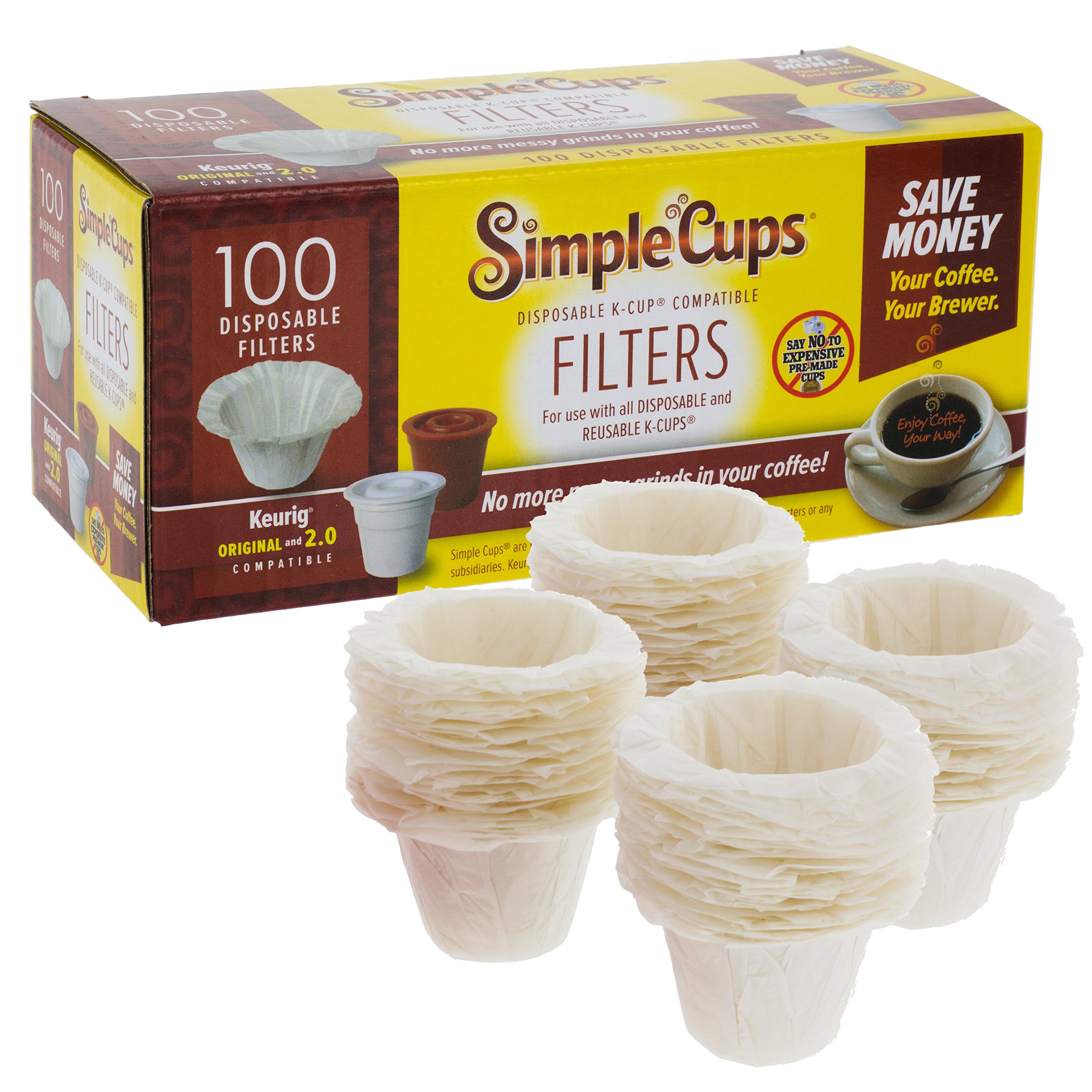 Book Cover Disposable Paper Coffee Filters 100 count - Compatible with Keurig, K-Cup machines & other Single Serve Coffee Brewer Reusable K Cups - Use Your Own Coffee & Make Your Own Pods - Works with All Brands
