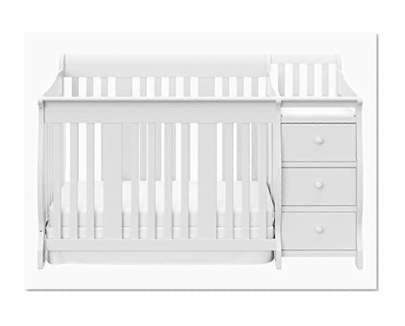 Book Cover Storkcraft Portofino 4 in 1 Fixed Side Convertible Crib Changer, White, Easily Converts to Toddler Bed Day Bed or Full Bed, Three Position Adjustable Height Mattress (Mattress Not Included)