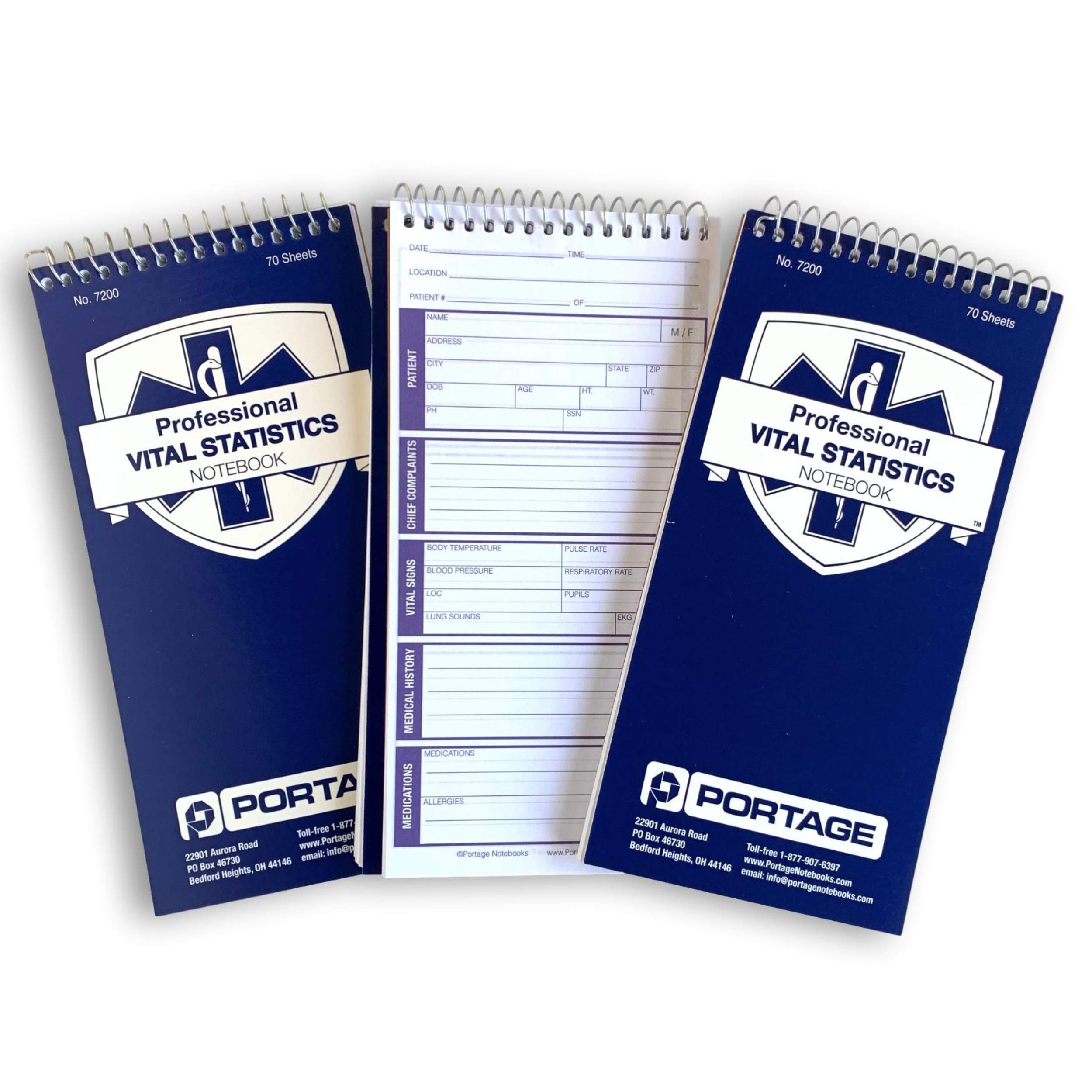 Book Cover EMT/First Responders Vital Statistics Notebook – 8” x 4” Medical Notebook for Vital Signs and Additional Patient Information – 210 Pages (3 Pack)
