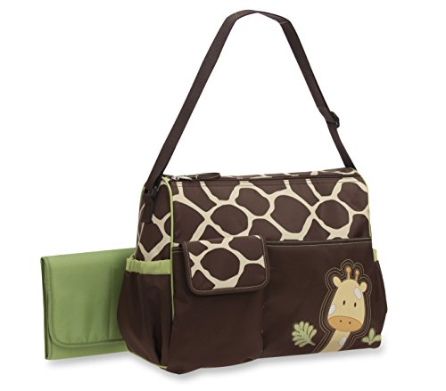 Baby Boom Animal Print Collection - Forest Giraffe Print Diaper Duffel Bag - Large, Roomy Bag, with Wipeable Diaper Changing Pad - Great for Overnights