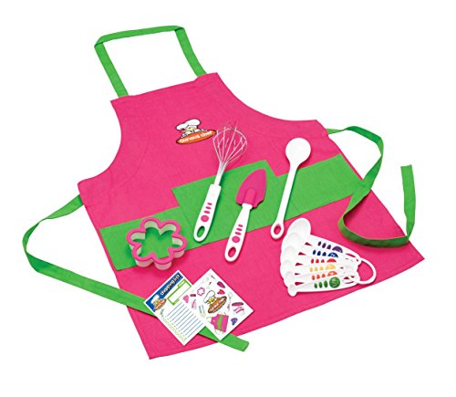 Curious Chef Children's 11-Piece Pink & Green Chef's Kit