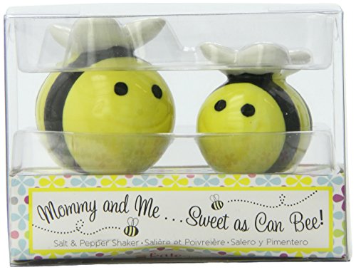Kate Aspen Mommy and Me Sweet as Can Bee Ceramic Honeybee Salt and Pepper Shakers