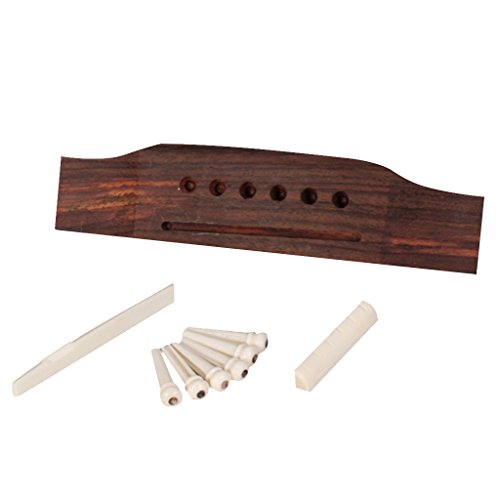 6 String Acoustic Guitar Bridge Bone Pins Saddle Nut / Specially Designed Set of Guitar Accessories, Including a Bridge, Six Pins, a Saddle and a Nut