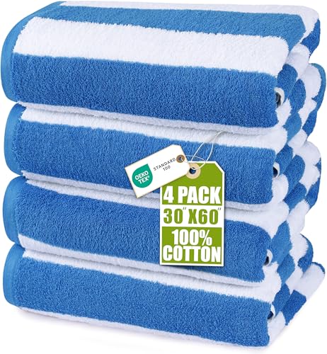 Utopia Towels - Cabana Stripe Beach Towels (Blue)
