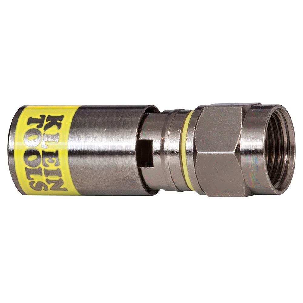 Klein Tools VDV812-612 Universal Compression F Connectors RG6/6Q Coax, Universal Sleeve Technology, Professional Grade, 50-Pack, Yellow/Nickel