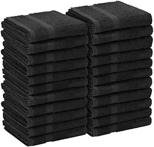 Book Cover Utopia Towels Cotton Salon Towels - Gym Towel - Hand Towel - (24-Pack, Black) - 16 inches x 27 inches - Not Bleach Proof - Ringspun-Cotton, Maximum Softness and Absorbency, Easy Care